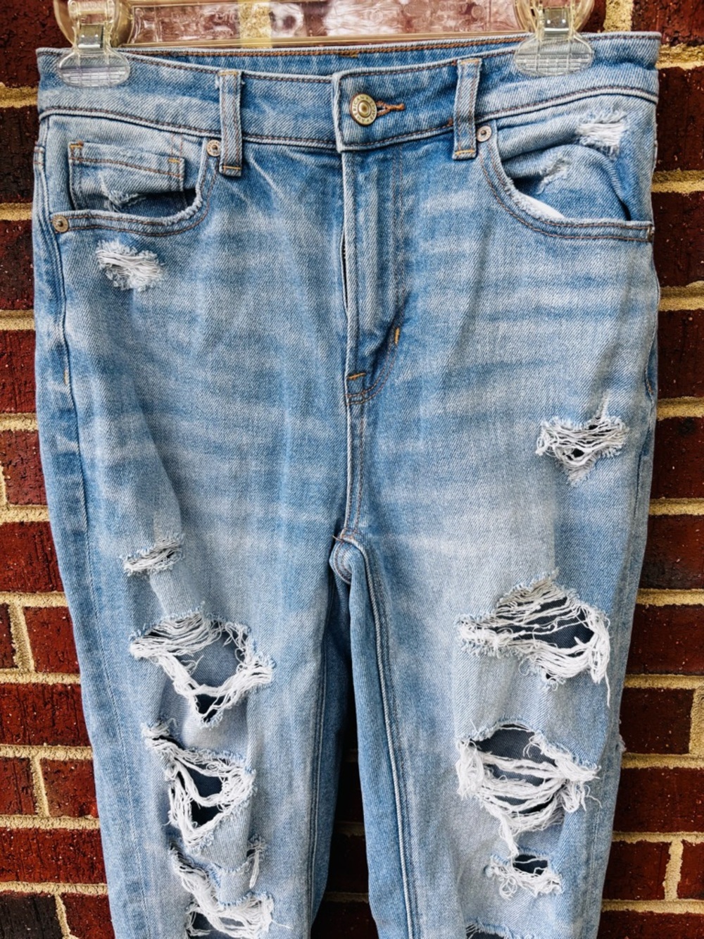 Light Wash Distressed Ripped Jeans - Picture 2 of 5